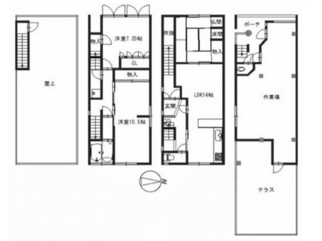 【間取り】 | 山科区川田菱尾田　中古店舗付き住宅