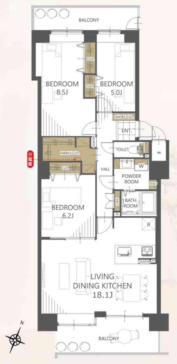 東急ドエル・ステージ２１センターコート弐番館の間取り