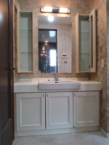 東金市松之郷　中古戸建の洗面所|コンパクトで使いやすい洗面所