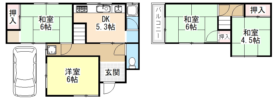 東坊城町戸建ての間取り