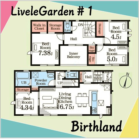 新築戸建・新築建売　福島市南沢又河原前【長期優良住宅認定】北沢又小・信陵中の区画図|カースペース3台(車種による)※敷地内に電柱及び支線が入る場合がございます。
