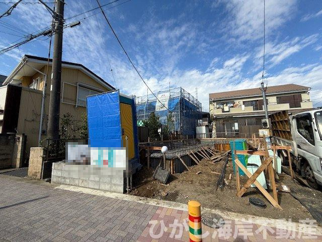 茅ヶ崎市若松町　新築戸建　全2棟　の外観|10月27日撮影　建築中　現地外観