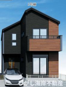 茅ヶ崎市若松町　新築戸建　全2棟　の外観パース|１号棟イメージパスですので実際のものと多少異なります