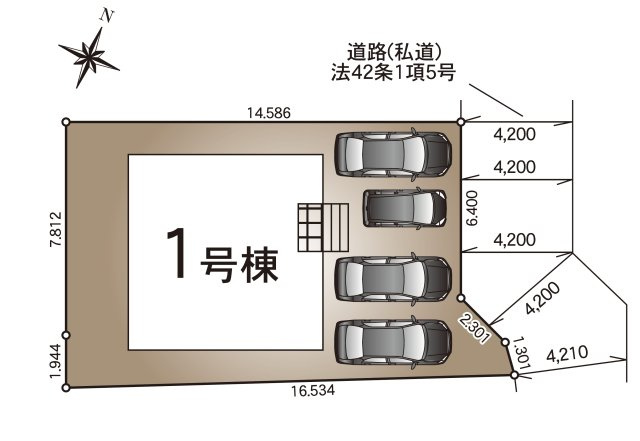宮崎市大塚町第13-1棟（1号棟）の区画図|配置図（1号棟）