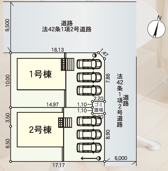 【区画図】 | 新築分譲住宅　山形市印役町　第6　全2棟 | 全3棟の分譲住宅です♪