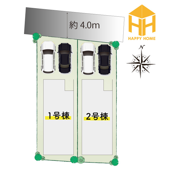 テラシエ塚口町6丁目新築一戸建て│4LDK+並列駐車2台可(車種制限有)の区画図|生活に便利な施設も充実した立地に全2区画新築戸建が誕生致しました。