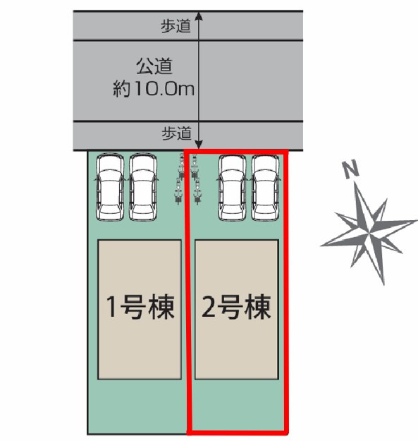 宇都宮市清原台1丁目　2号棟の区画図|2号棟