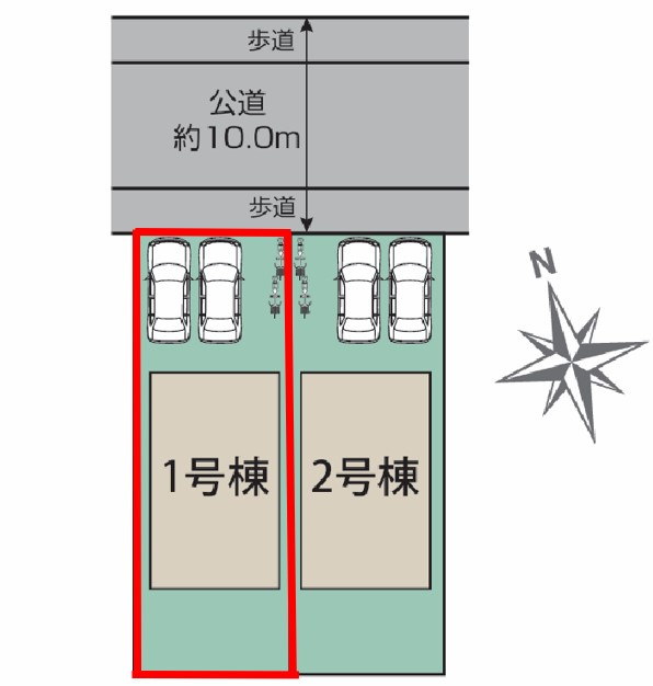 宇都宮市清原台1丁目　1号棟の区画図|1号棟