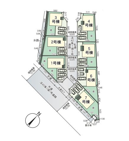 糸島市二丈深江第3-7棟（2号棟）の区画図|配置図（1号棟）
