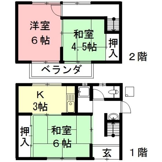 羽島正木町曲利貸家の間取り