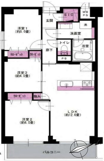 【間取り】 | 目白ガーデニア | 2LDK、専有面積59.70m2、バルコニー面積6.72m2 清潔感あるホワイト調のクロスと温もり溢れるモダンカラーの床材が見事に調和した間取です。