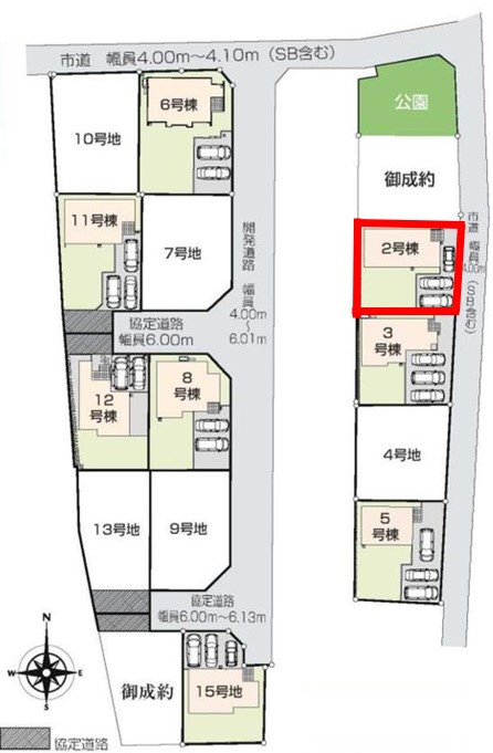 いろどりアイタウン宇都宮市野沢23-P1　2号棟の区画図|2号棟