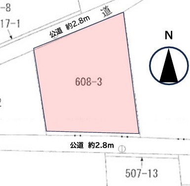【土地】坂戸市青木建築条件無し売地の土地図|敷地100坪あります！