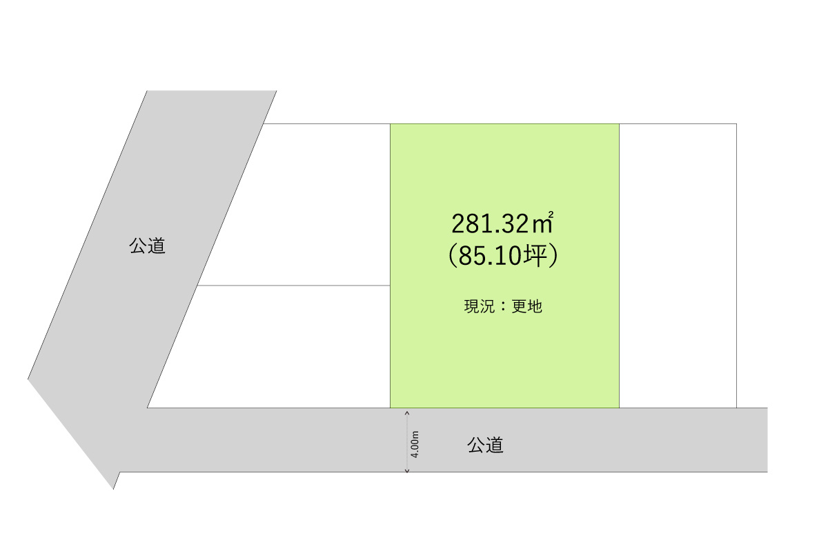 川越市新宿町６丁目の売地の土地図|敷地広々85坪でカースペースやお庭もゆったり♪
現況更地、建築条件はありません。
資料請求や現地案内など、お気軽にお問い合わせください。