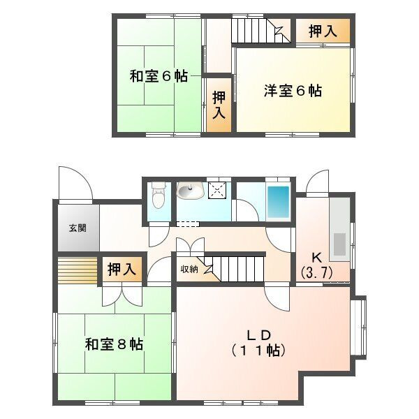 春日井市石尾台5丁目　貸家の間取り