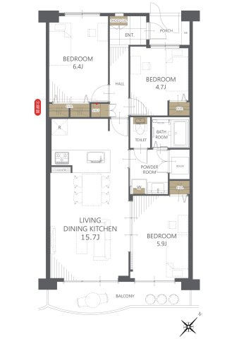 【間取り】稲毛パークハウスA棟 