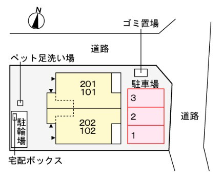 仮称小山5丁目アパートの区画図
