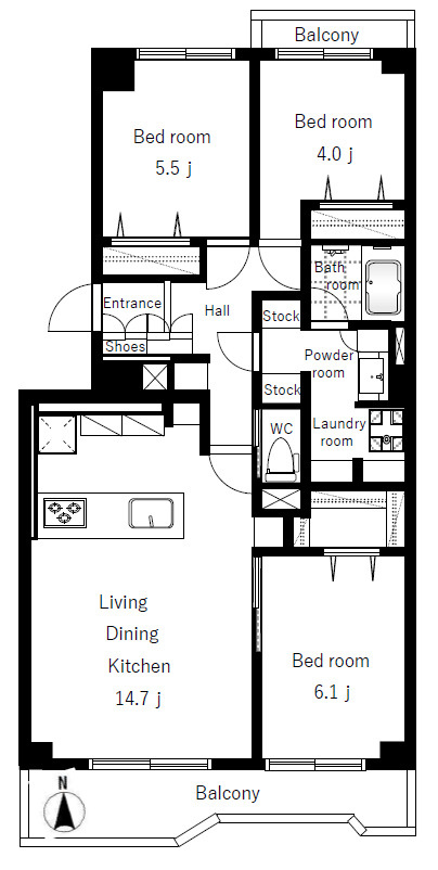 ■3LDK、専有面積：79.68平米、バルコニー面積：13.11平米
※図面と現状が相違する場合は、現状を優先とします。
※家具、小物は販売価格に含まれておりません。
