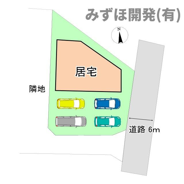 山形市小白川町2丁目4-4の区画図|前面道路も広く、駐車も楽々です。