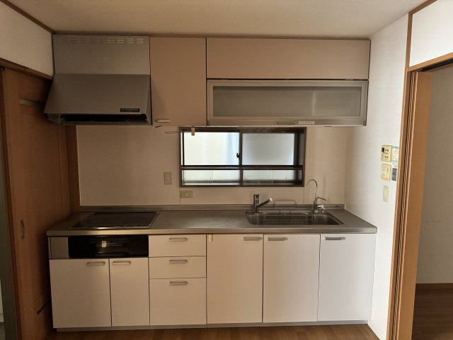 上植野町樋爪戸建て住宅のキッチン|IHコンロ、浄水器、電動昇降吊戸棚など、こだわりを感じます。