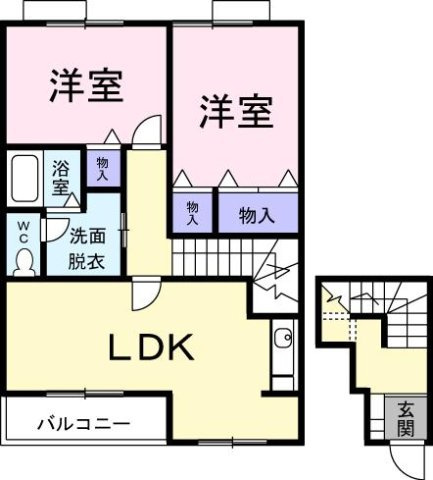 ベルソレイユの間取り|2LDKです
