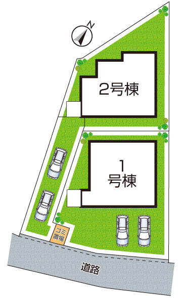 相楽郡精華町菱田東川原　新築一戸建ての区画図|全２区画