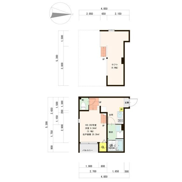 ハーモニーテラス神前Ⅱ　名古屋市賃貸　仲介手数料無料の間取り