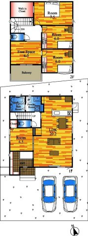 筑後市西牟田小学校前新築オール電化戸建　8号棟の間取り