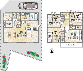 【間取り】 | 火打2丁目 | F号棟