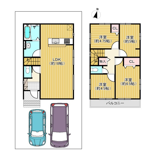 【価格改定】京都市西京区大原野鳥見町１期の間取り|ファミリー層に人気の4LDK！
南向きバルコニーの日当たりの良いお家(^^)/