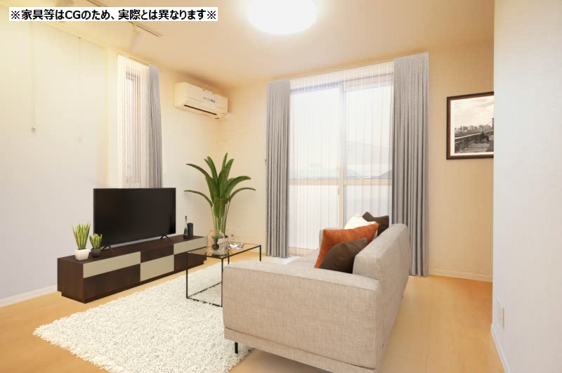 ソレイユ・ヴェルジェ Bの居間・リビング|LDK家具配置イメージ