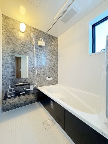 新築戸建・新築建売　福島市御山字沢田【長期優良住宅】御山小・清水中の浴室|浴室乾燥機付きで雨の日や花粉の時期でも室内干しができるので安心です！