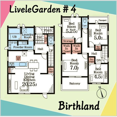 新築戸建・新築建売　福島市御山字沢田【長期優良住宅】御山小・清水中の間取り|【4LDK＋2WIC】広々パウダールームには洋服などを収納できるスペースも確保！