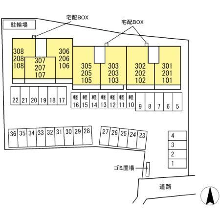 熊本市中央区出水５丁目のアパートの区画図