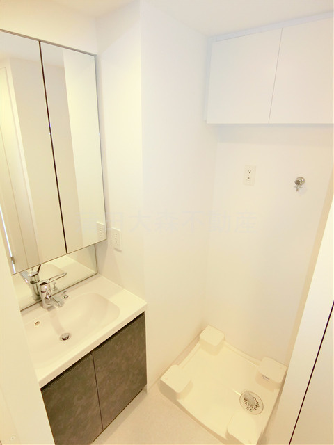 グランカーサ蒲田ウエストの洗面所|2面鏡の独立洗面台！洗濯機置き場　洗面脱衣所