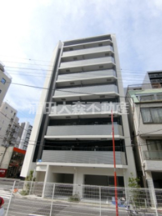 グランカーサ蒲田ウエストの外観|2025年3月築　RC鉄筋コンクリート造地上9階建て総戸数16戸　Wi-Fiインターネット無料
東京都大田区西蒲田7丁目　JR京浜東北線蒲田駅徒歩9分、東急池上線蓮沼駅近最寄り徒歩2分