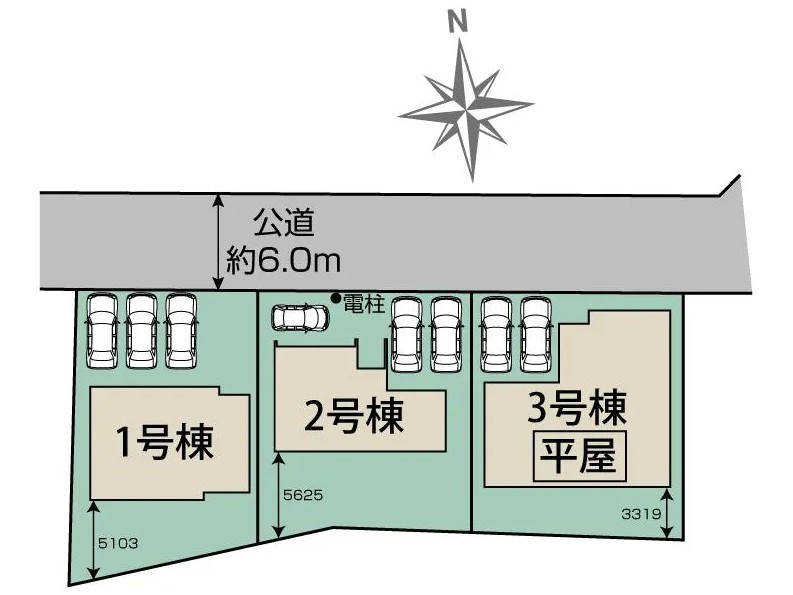 BLOOMING GARDEN　行田市棚田町3丁目の区画図|図面と現況が異なる場合、現況を優先とします。【1号棟】