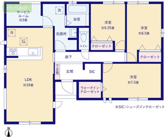 【間取り】 | 保育園6分　幼稚園並列3台駐車　パントリー付き　限定2区画　2号棟