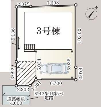 上尾市上尾下　第2(1期)　新築一戸建て　クレイドルガーデン　03の区画図|3号棟