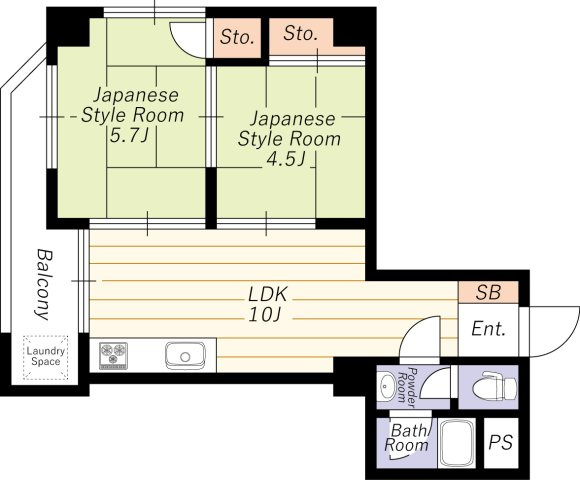 【間取り】 | サニーヴィラ十三 | 上層階・角部屋・令和７年９月室内改装済