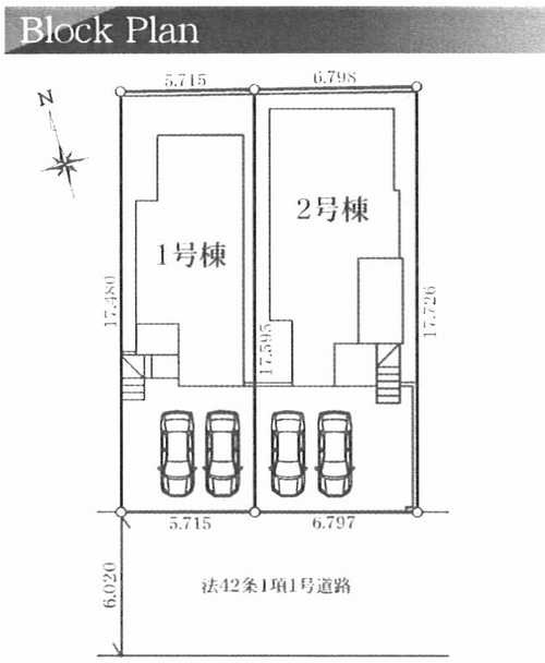 藤沢市石川　新築戸建全2棟　1号棟の区画図