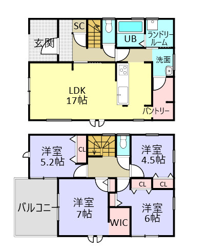 大明丘3丁目　新築戸建ての間取り