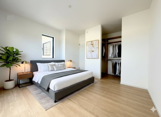 三郷市新和1丁目　新築戸建の洋室|現況の物件写真にCGによる画像処理を行っています。家具、家電、小物、カーテン等はイメージはCGです。