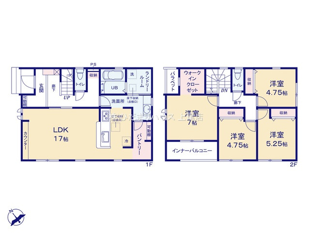 北本市下石戸下　新築戸建　リーブルガーデン01の間取り