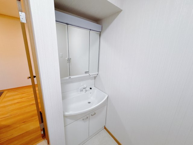 宇都宮市城南1丁目 中古戸建の独立洗面台|〇洗面所〇
お顔まわりのケアがしやすい三面鏡付き洗面台。背面は収納スペースなので小物もすっきり片付き毎日気持ちよく使えます。
※2025年10月撮影