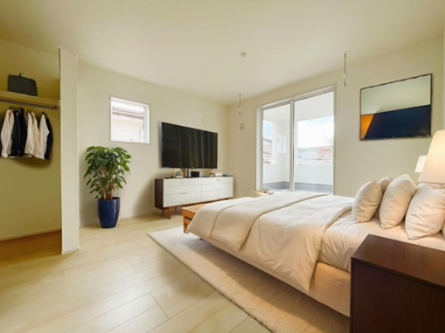 新築戸建・新築建売　郡山市富久山町福原字三斗蒔田【長期優良住宅】行健小・行健中の洋室|画像はAI加工による演出で、実際の家具は付きません。