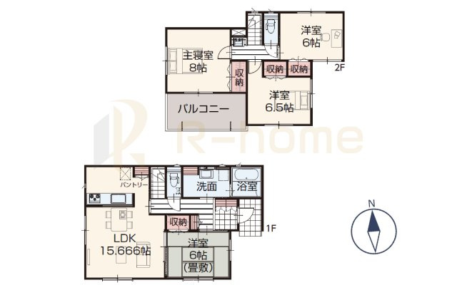 土浦市板谷4丁目25-P1　新築戸建て　11号棟の間取り|4LDK＋パントリー、土地面積174.00m2、建物面積101.85m2