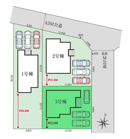 【区画図】 | グラファーレ前橋市関根町ー③ | ZEH水準住宅！カースペースは3台駐車可能！