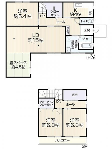 大府市大府町ウド　中古住宅の間取り|４SLDK、土地面積:210.33㎡、建物面積:107.50㎡
