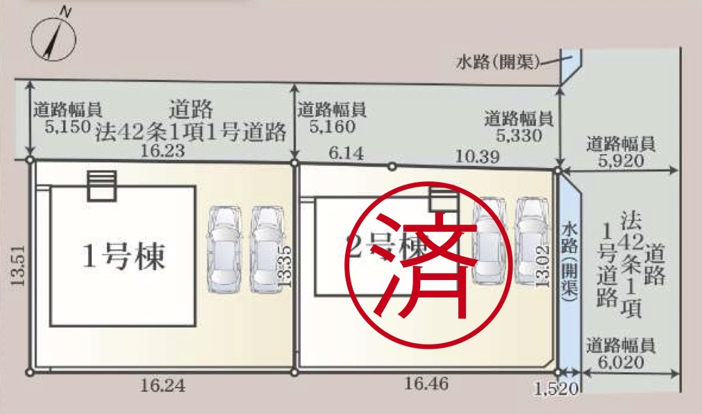 平屋の建売分譲！耐震等級３！ご成約プレゼント対象物件！の区画図